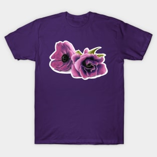 Purple anemones colored pencil drawing T-Shirt